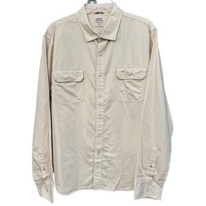 Izod Saltwater Beige Long Sleeve Button Front Shirt Men’s XL